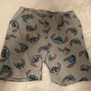 Gray Shorts with Blue Cartoon Character Print